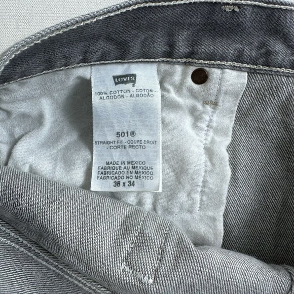 Levi's 501 XX Jeans‎ Faded Gray Wash Denim Original Men's 36x34 Straight Leg ￼ - Picture 8 of 10